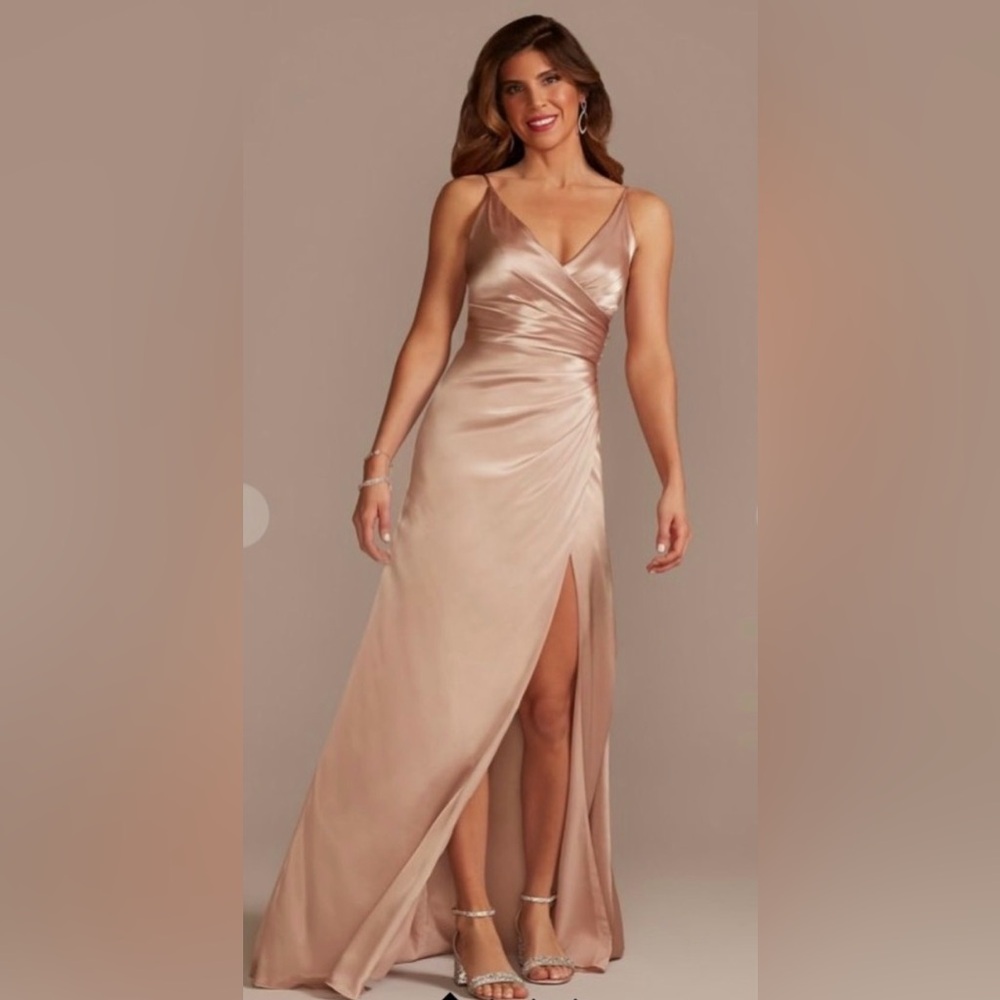 Galina Signature Charmeuse Draped Bridesmaid Dress – Dusty Pink – Size 12